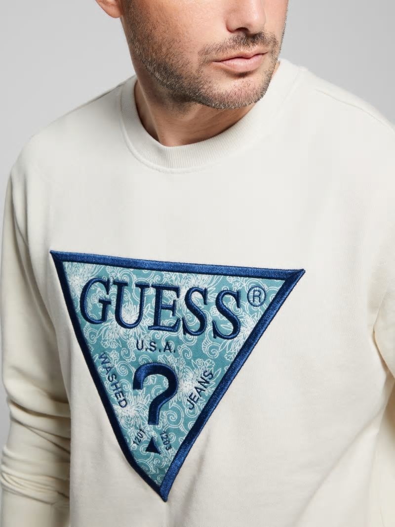 Guess Eco Triangle Crewneck Sweatshirt - Birch Bark