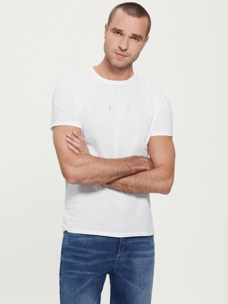 Guess Embroidered Logo Tee - Pure White