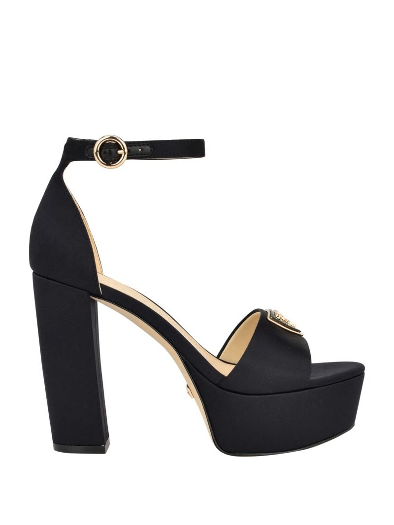 Guess Setone Satin Signature Platform Heels - Black 001