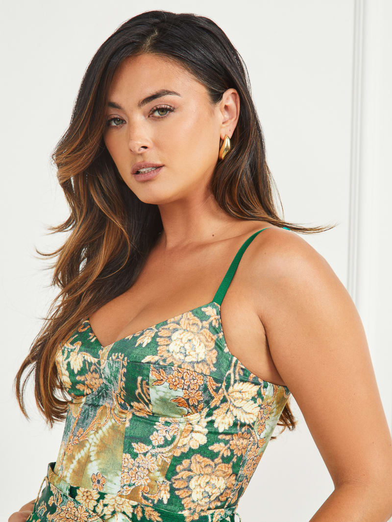 Guess Blossom Satin Corset Top - Heirloom Print