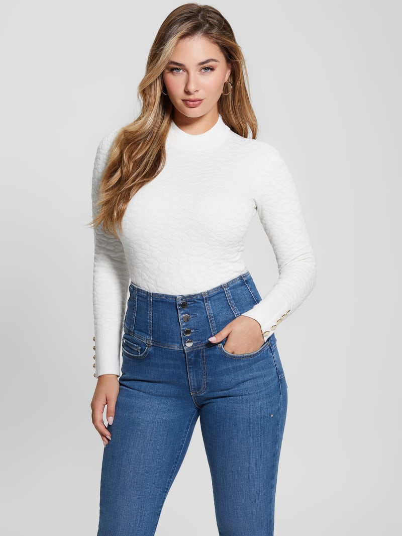 Guess Eco Leopard Willa Sweater - Dove White