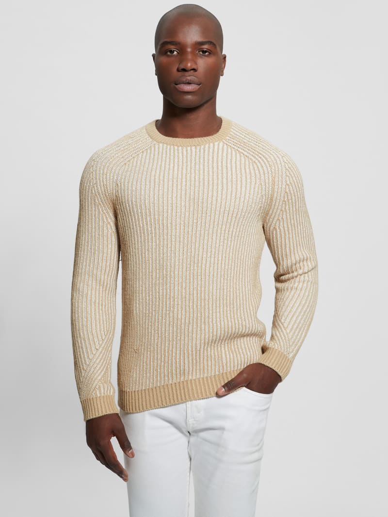 Guess Eco Allan Wool-Blend Sweater - Neutral Sand Multi