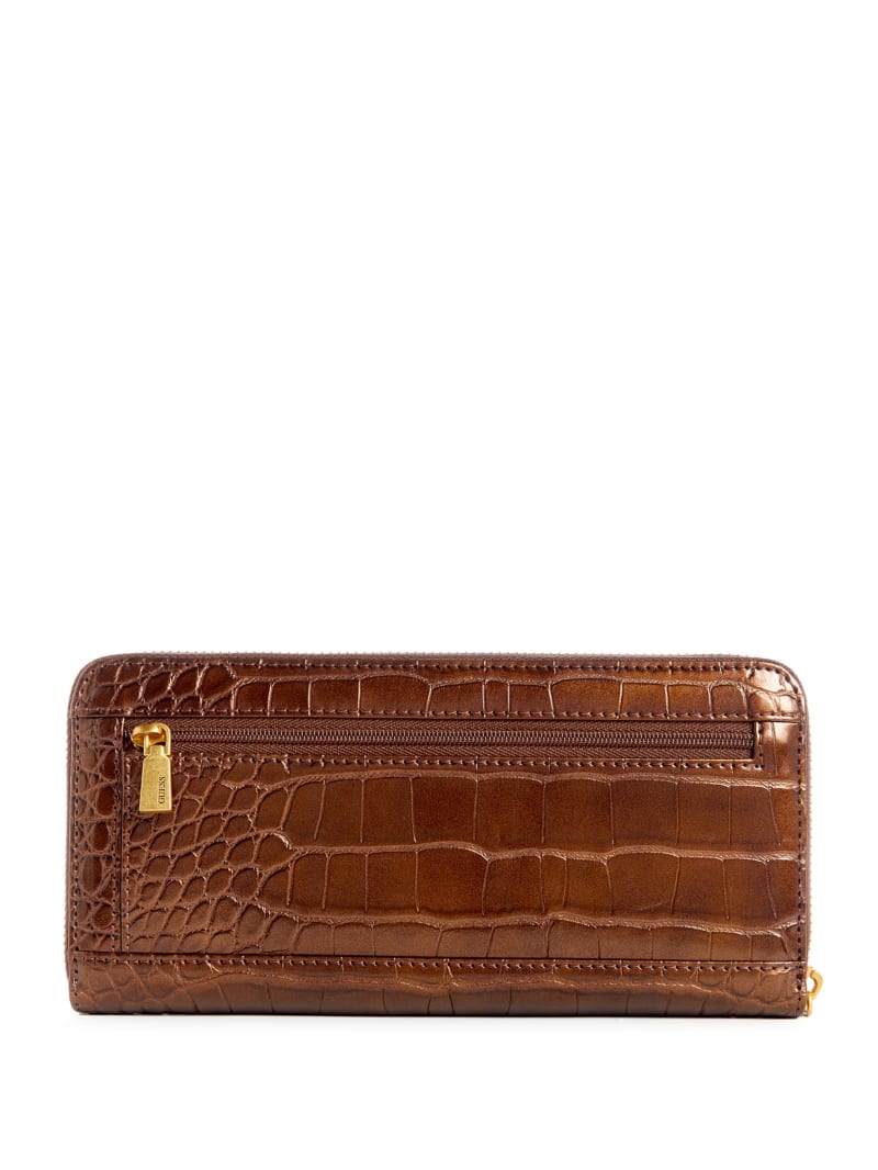 Guess James Croc Large Zip-Around Wallet - Bronze