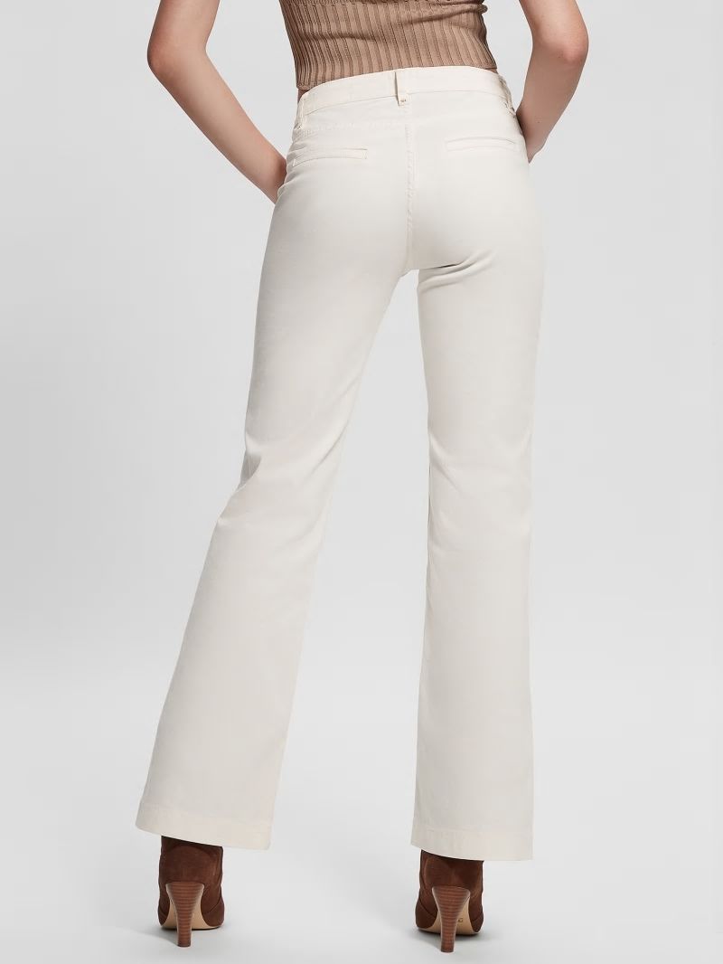 Guess Sateen Chain Sexy Bootcut Pants - Cream White