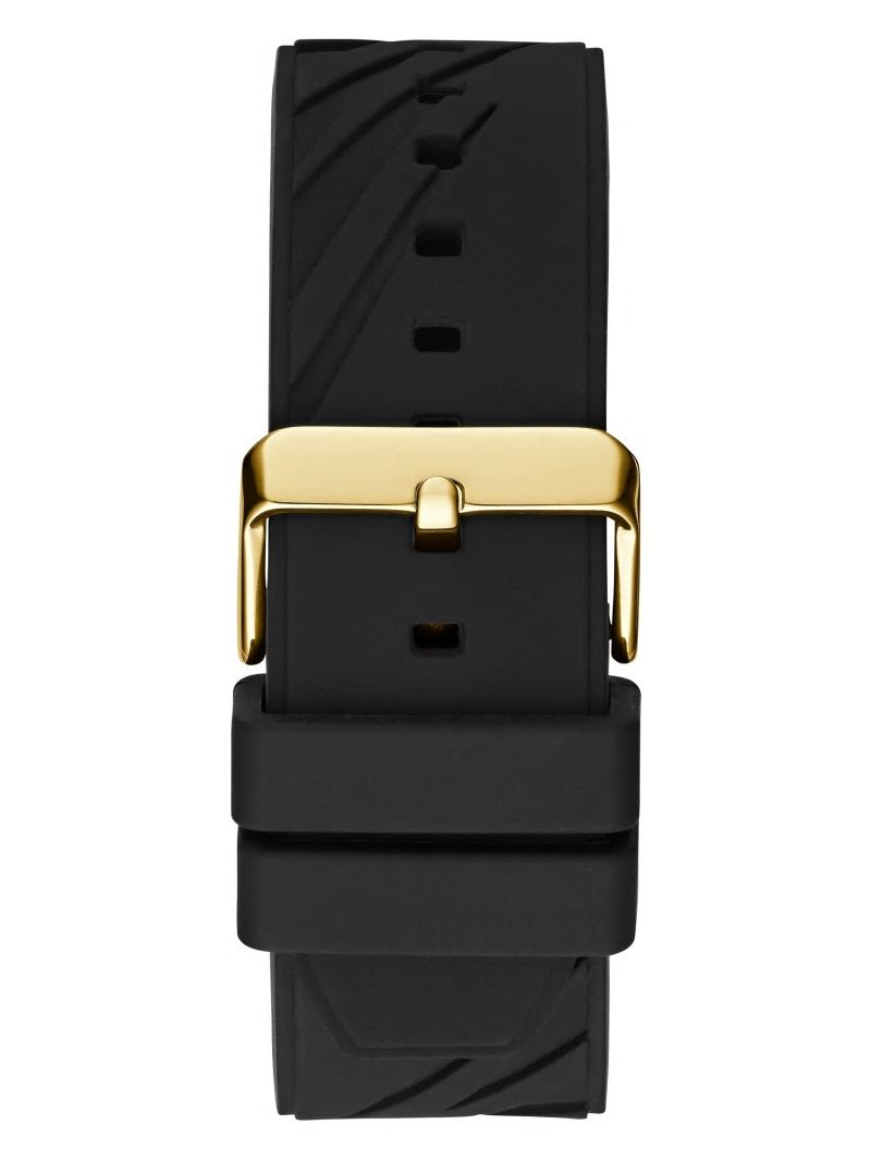 Guess Gold-Tone and Black Silicone Multifunction Watch - Gold