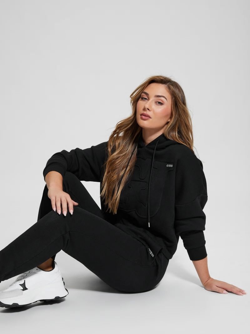 Guess Eco GJ Cropped Fleece Hoodie - Black