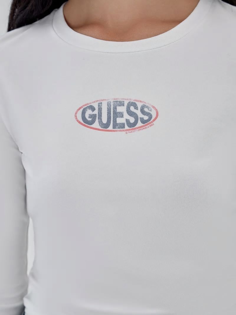 Guess GUESS Originals Eco Oval Logo Top - Pure White