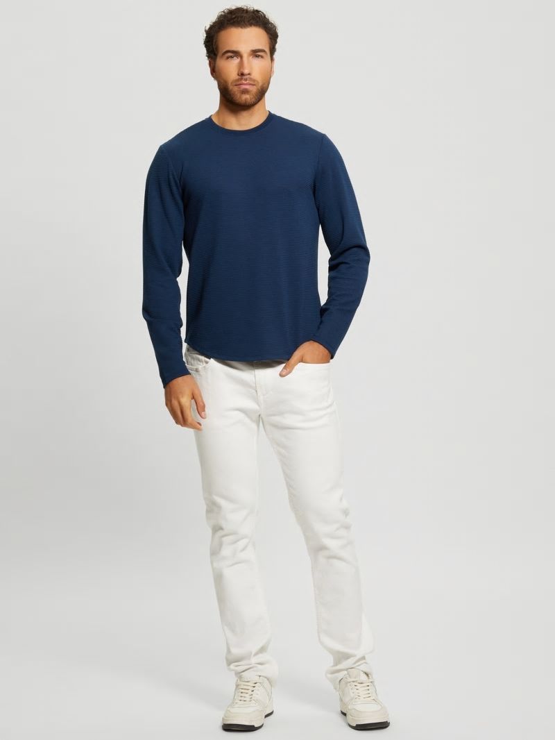 Guess Textured Long-sleeve Tee - Silk Blue