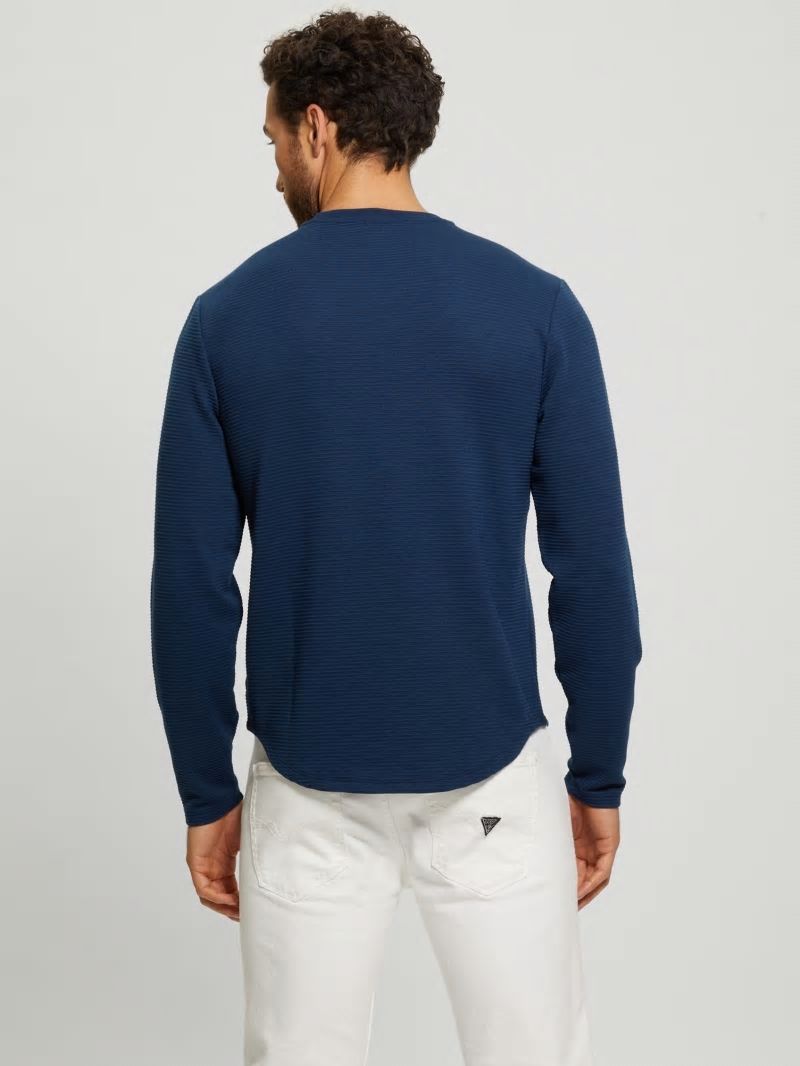 Guess Textured Long-sleeve Tee - Silk Blue