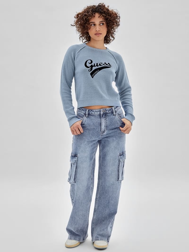 Guess GUESS Originals Eco Logo Sweater - Blue Cotton