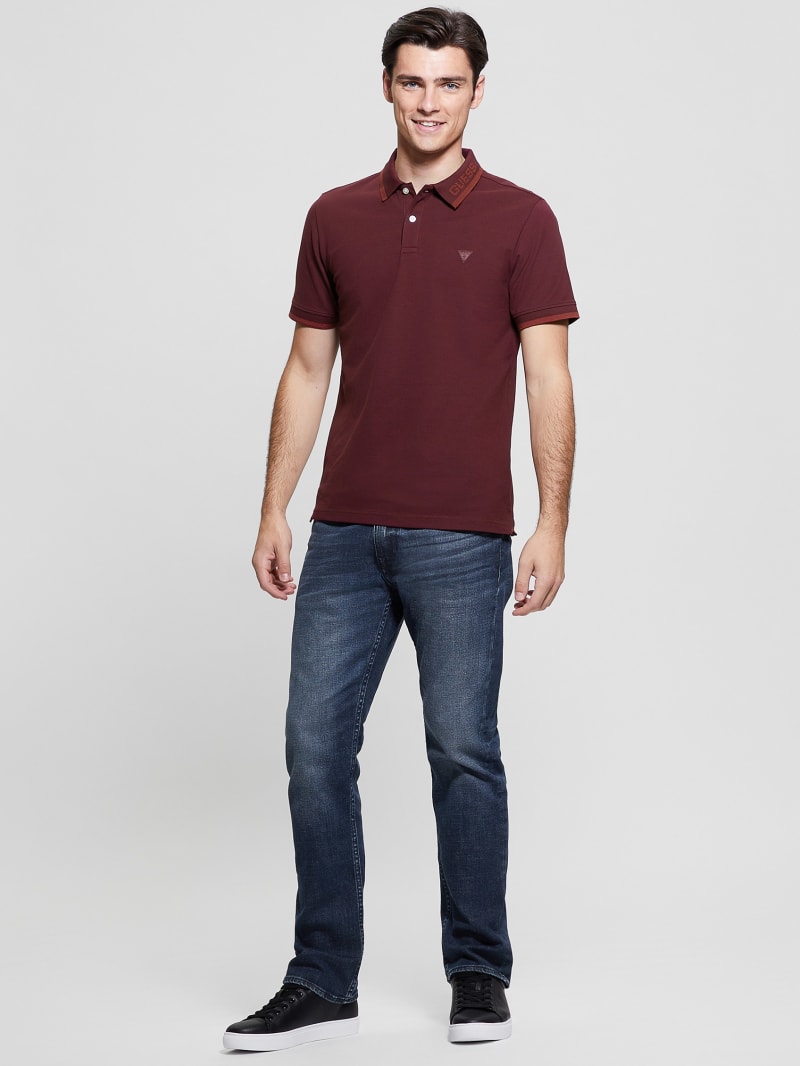 Guess Eco Lyle Logo Polo - Red Noir