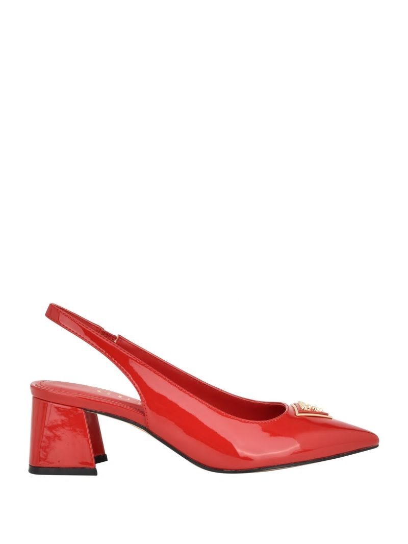 Guess Zanda Slingback Block Heels - Medium Red