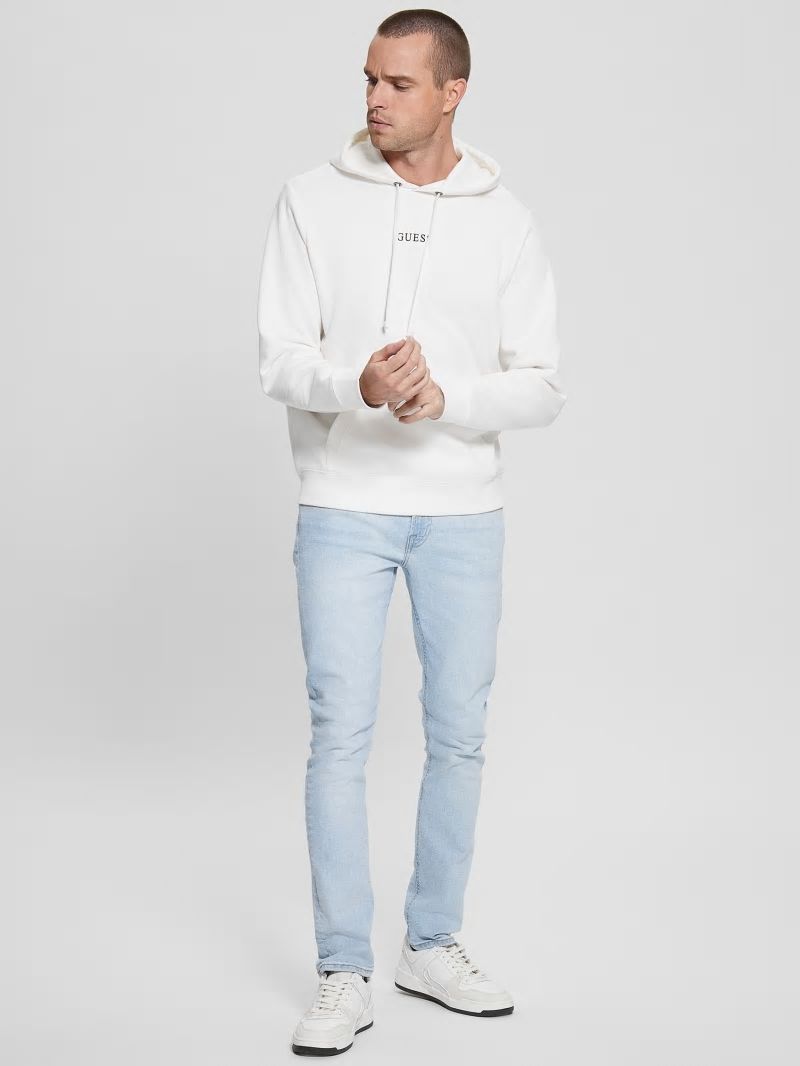 Guess Eco Roy Logo Hoodie - Frosted White