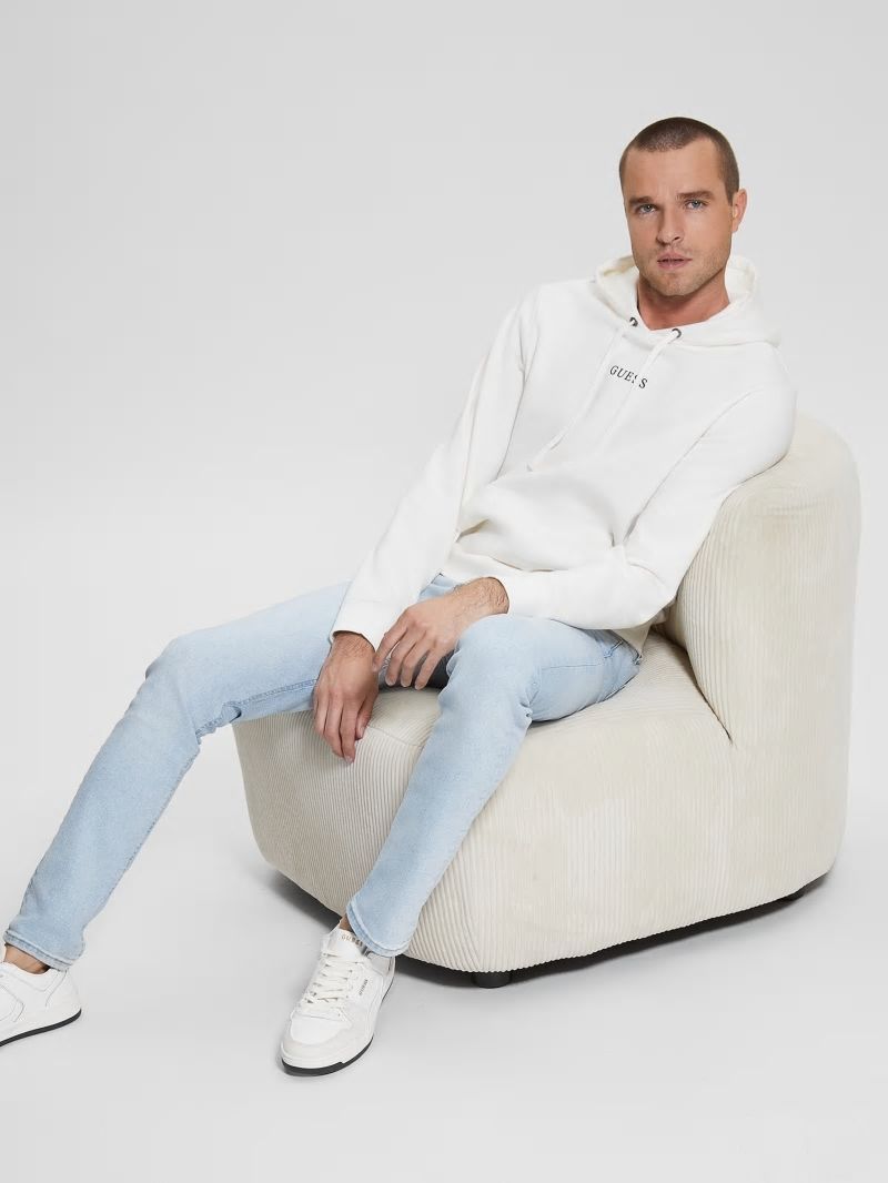 Guess Eco Roy Logo Hoodie - Frosted White