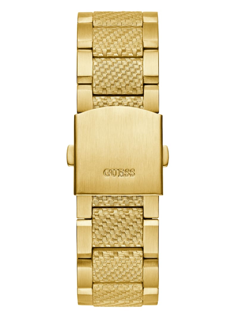 Guess Gold-Tone and Black Textured Multifunction Watch - Gold