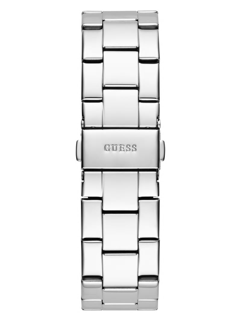 Guess Silver-Tone Colored Crystal Multifunction Watch - Silver