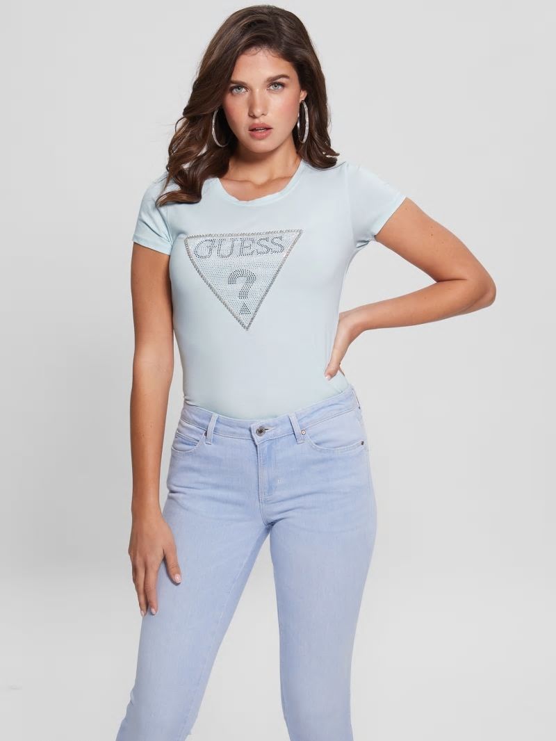 Guess Eco Crystal Triangle Logo Tee - Fresh Air