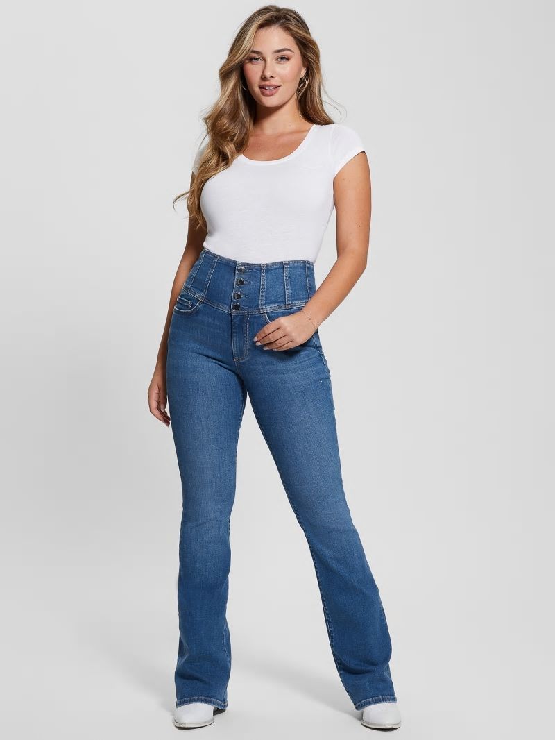 Guess Eco Corset Shape Up Flared Jeans - The Air Wash