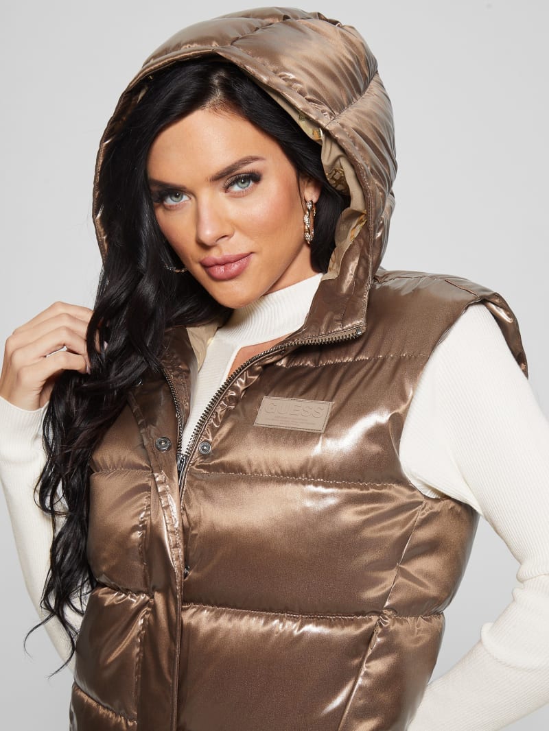 Guess Eco Noemi Quilted Vest - Toasted Taupe Multi