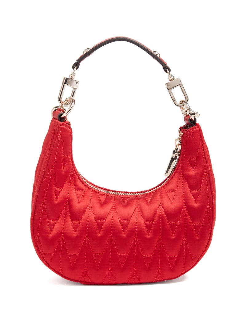 Guess Golden Rock Mini Crescent Hobo Bag - Red