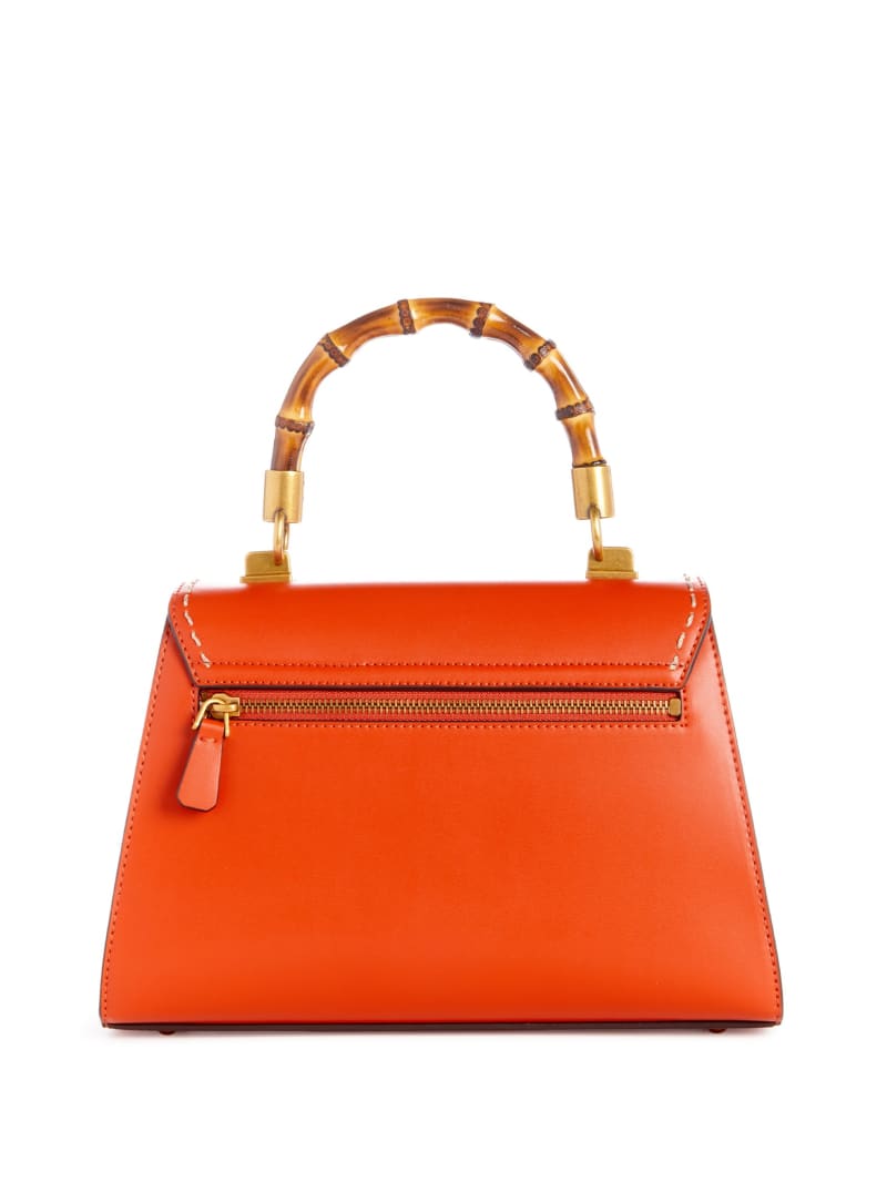 Guess Stephi Bamboo Handle Mini Satchel - Orange