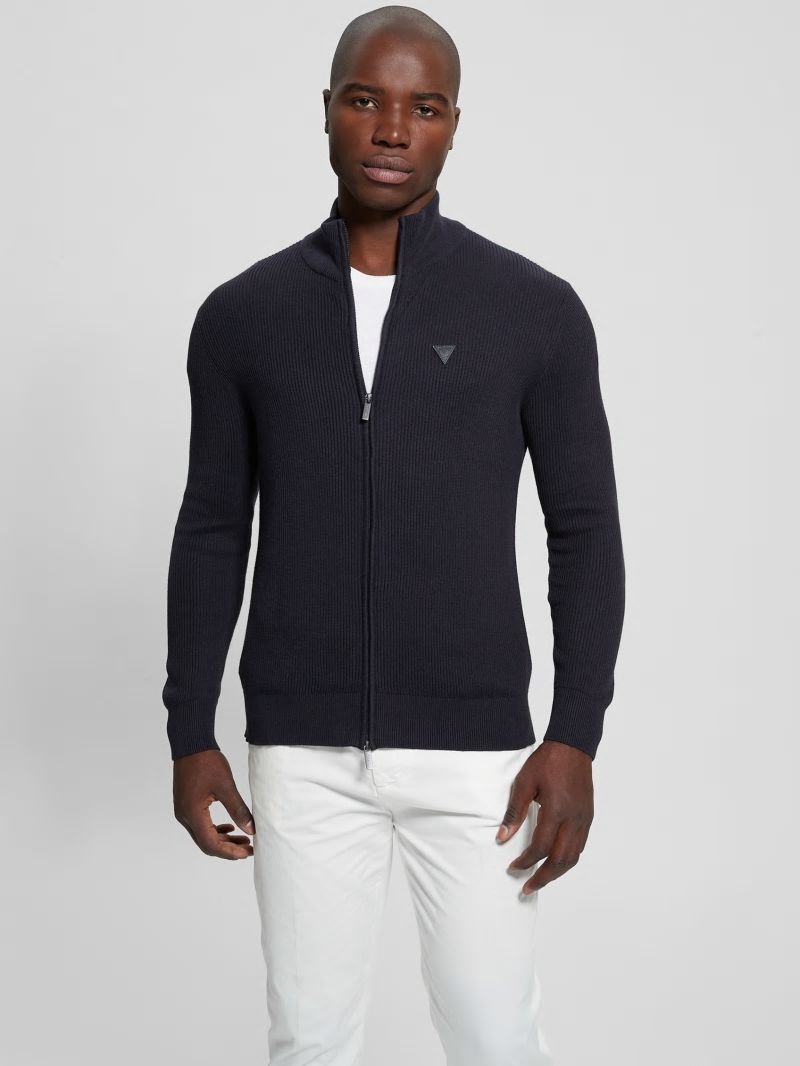 Guess Eco Burton Full-Zip Cardigan - Bleu éLéGant