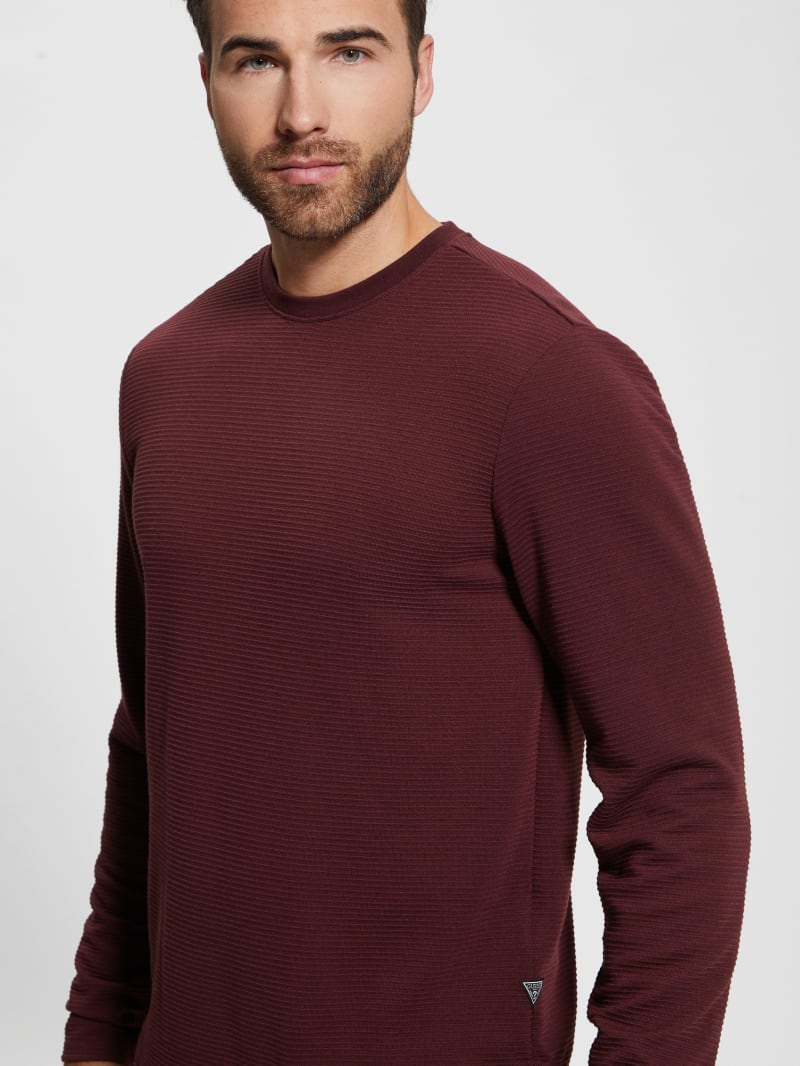 Guess Textured Long-sleeve Tee - Red Noir