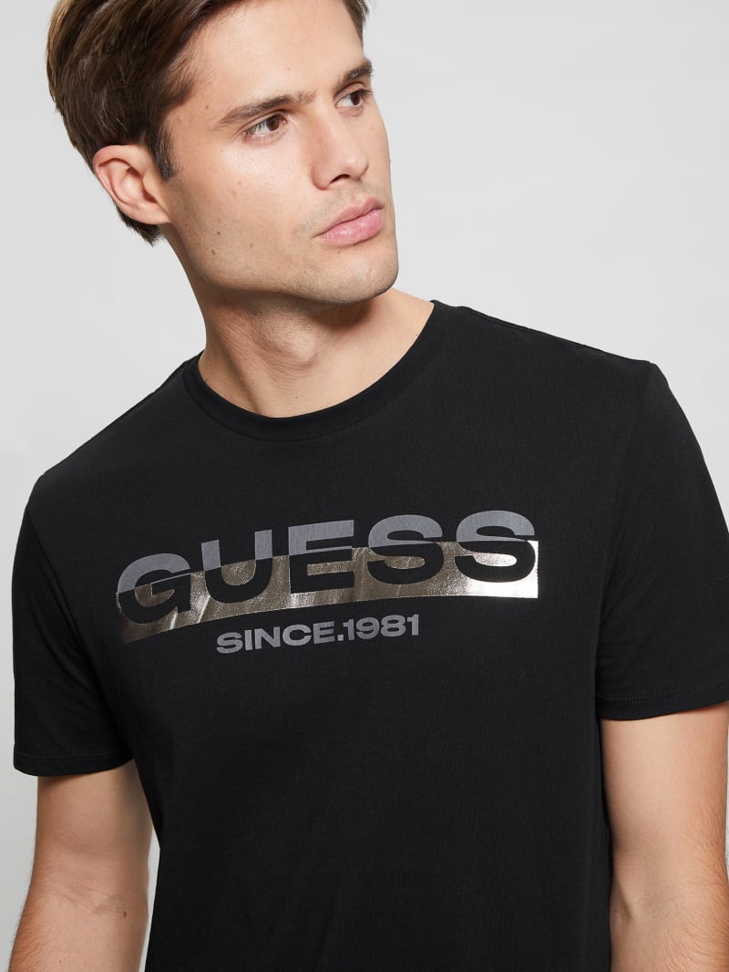 Guess Eco Metallic-Accented Tee - Black