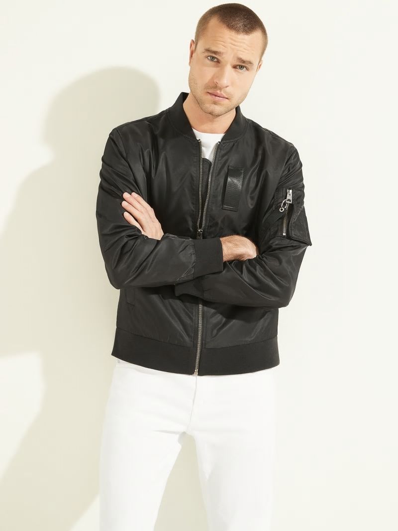 Guess Nylon Flight Jacket - Black