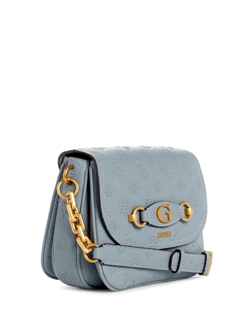 Guess Izzy Peony Tri-Compartment Flap Bag - Light Denim Logo