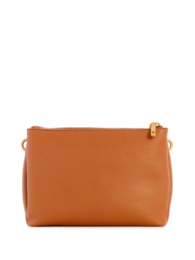 Guess Laryn Pebbled Dual-Zip Crossbody - Cognac