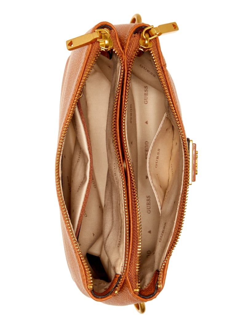 Guess Laryn Pebbled Dual-Zip Crossbody - Cognac