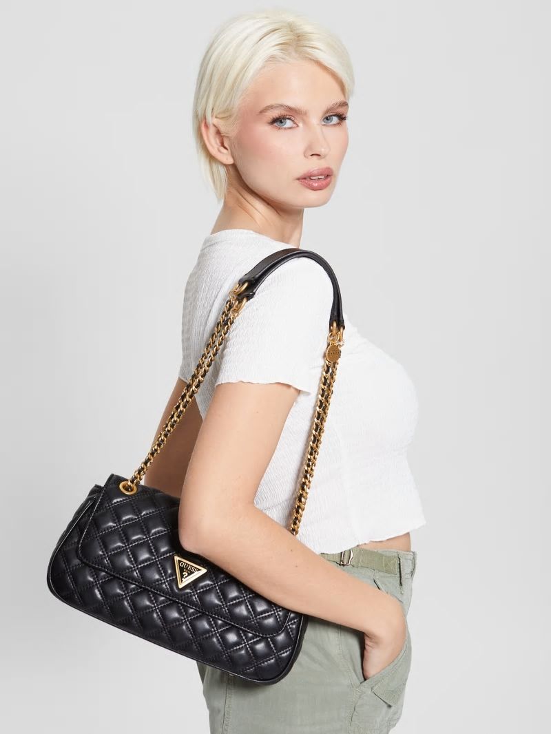 Guess Giully Quilted Convertible Crossbody - Black Floral Print