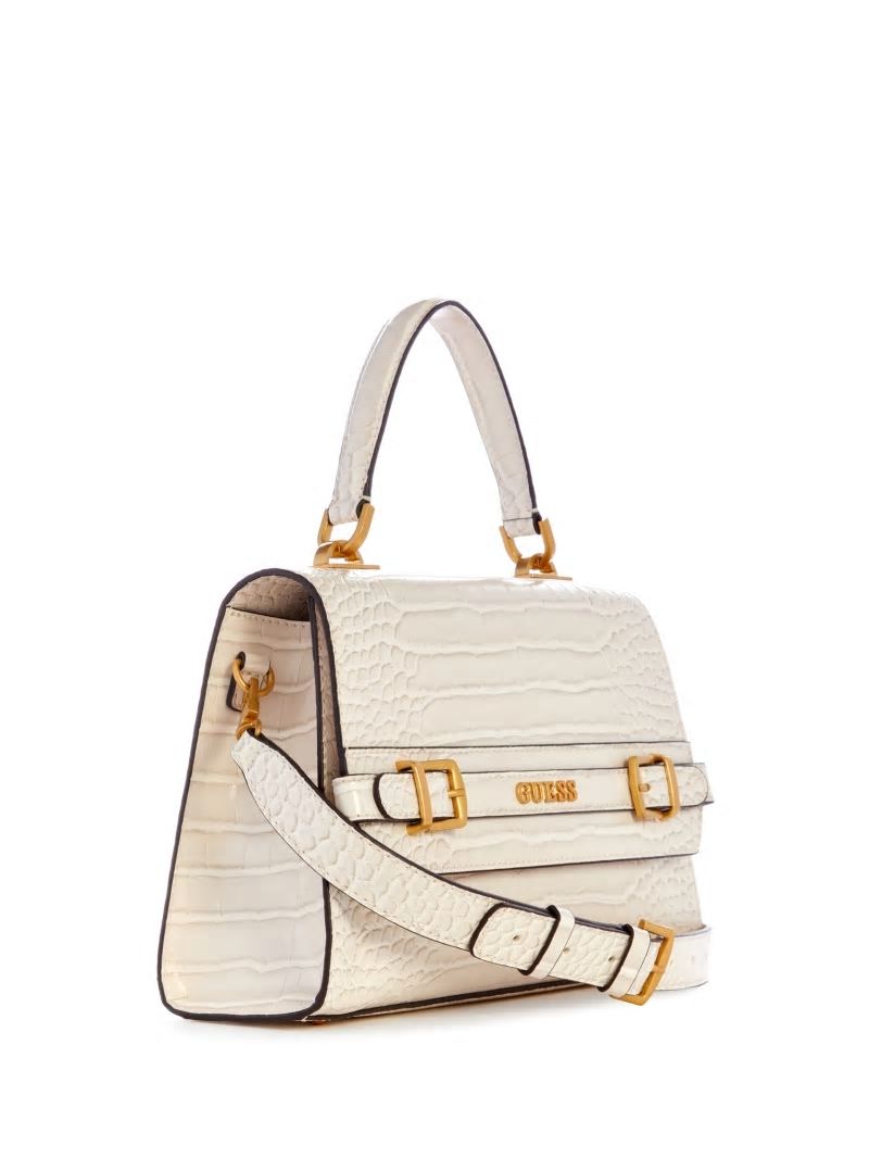 Guess Sestri Crocodile-Embossed Crossbody - White