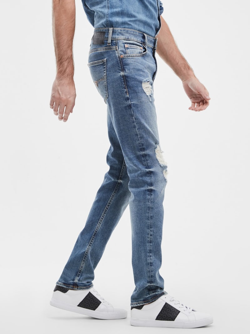 Guess Distressed Tapered Jeans - Light Tide Wash