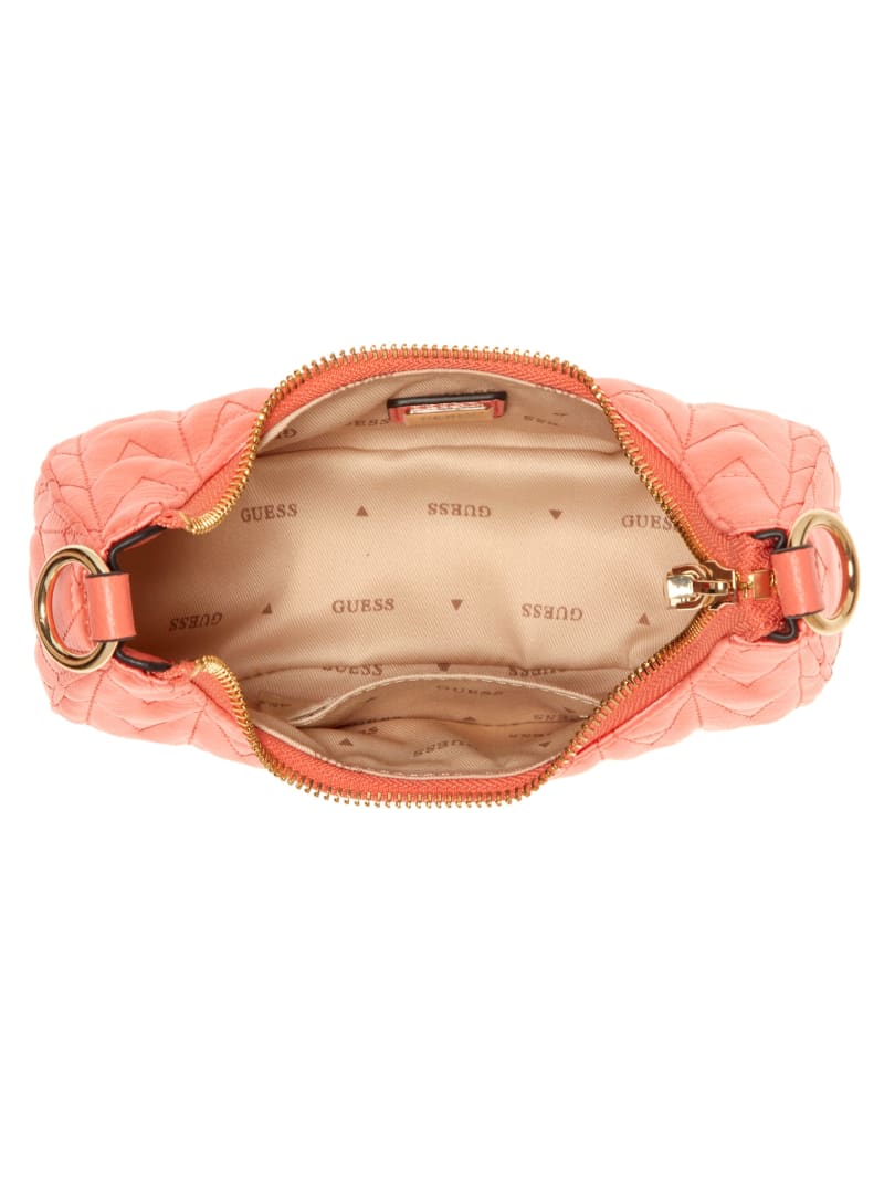 Guess Golden Rock Mini Crescent Hobo Bag - Coral