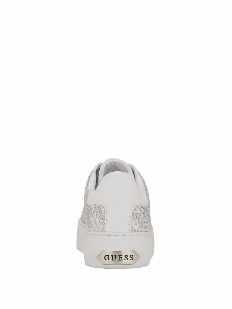 Guess Gelsen Rhinestone Logo Low-Top Sneakers - Silver 040