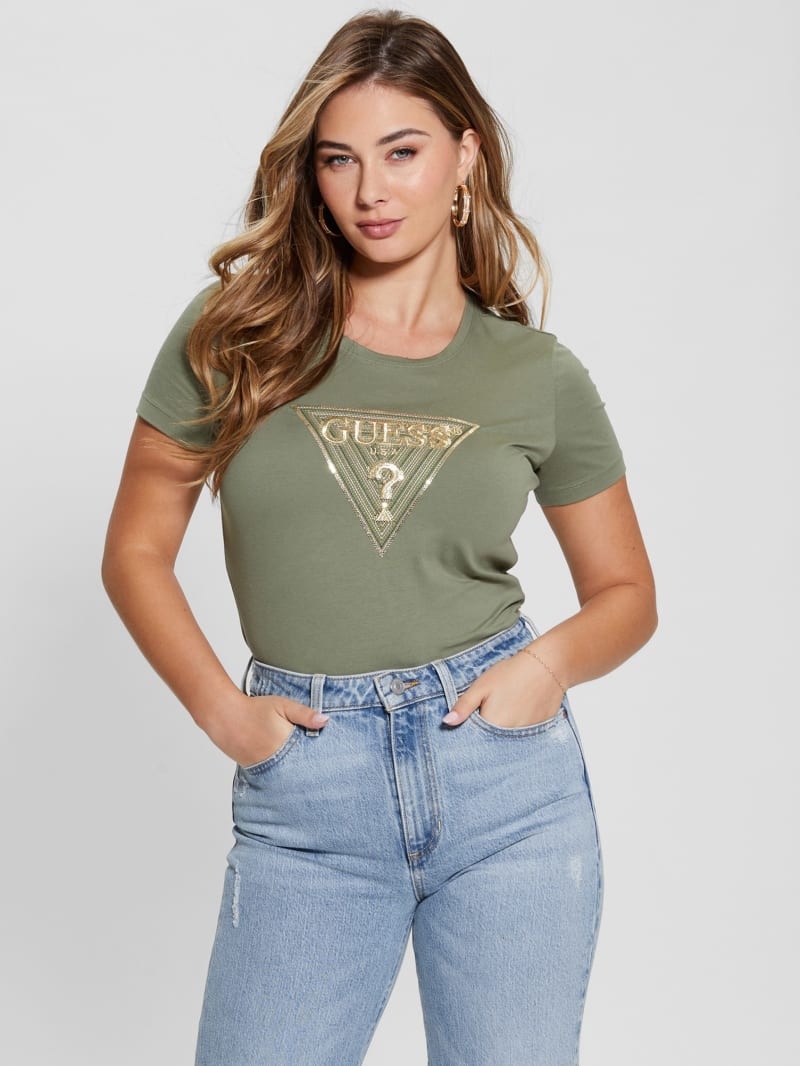 Guess Eco Multi-Tone Sequin Logo Tee - Isle Wash 32"