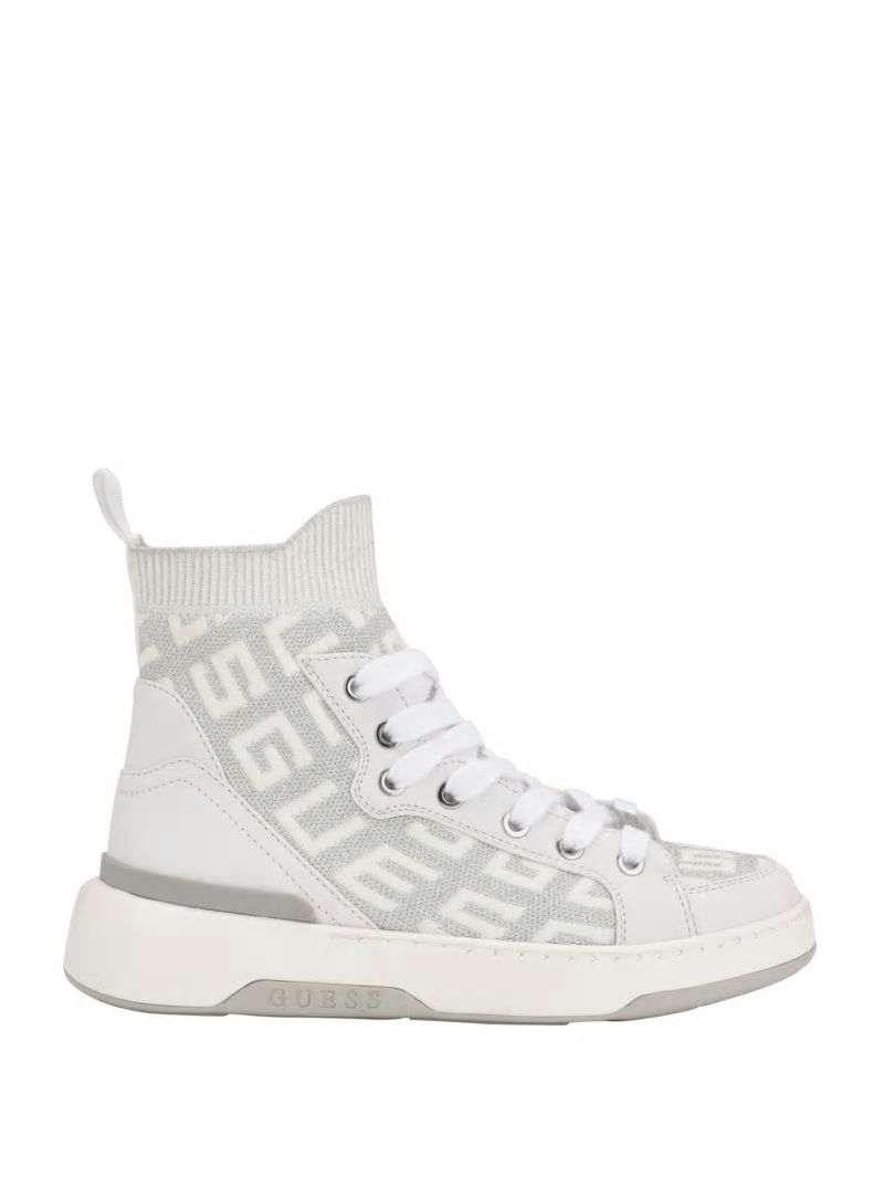 Guess Mannen Logo Knit High-Top Sneakers - Wht Floral