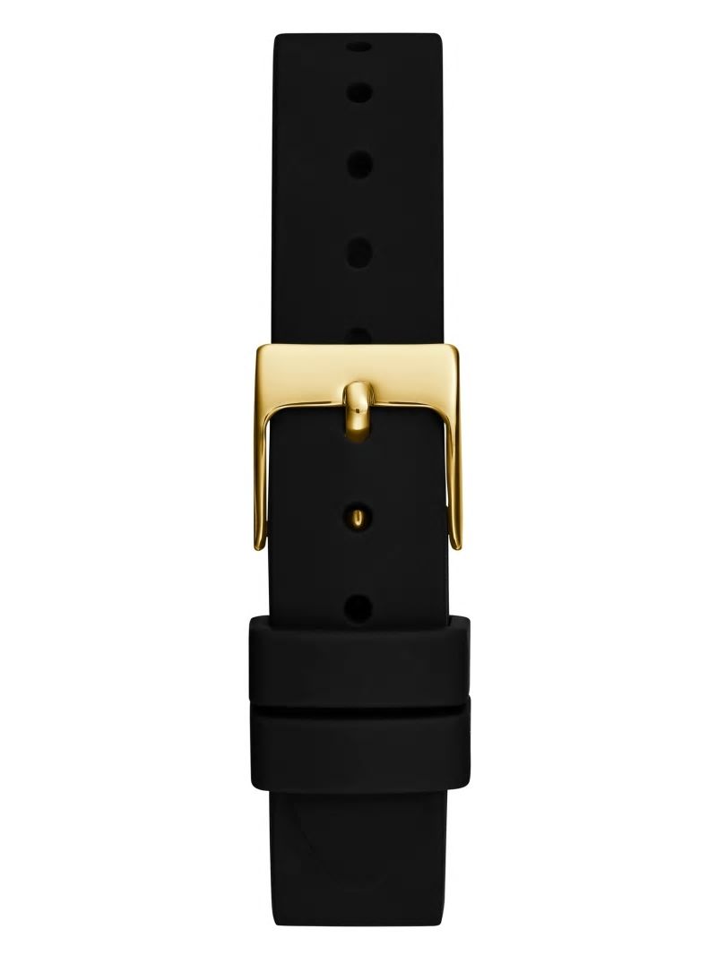 Guess Gold-Tone and Black Silicone Analog Watch - Rose Gold