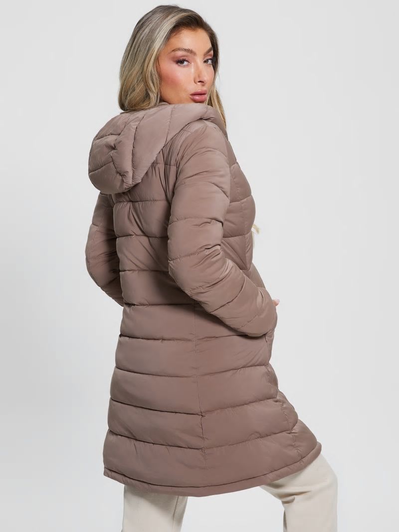 Guess Aleta Long Puffer Jacket - Soft Mink