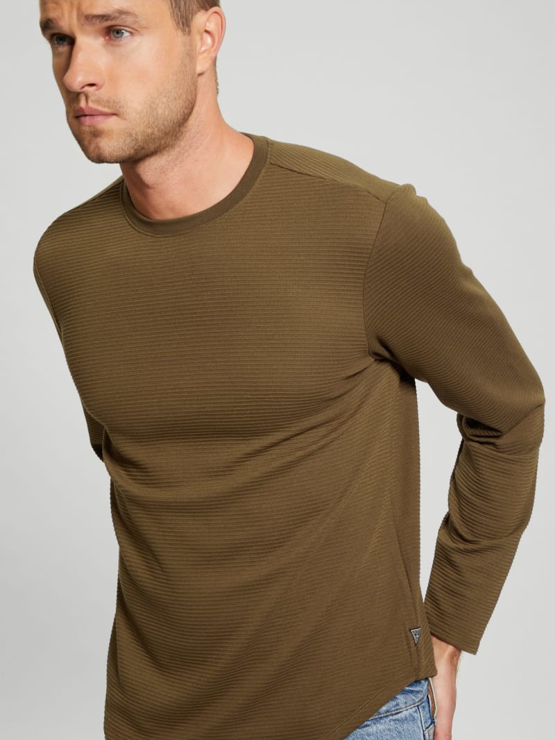 Guess Textured Long-sleeve Tee - Arsenal Green