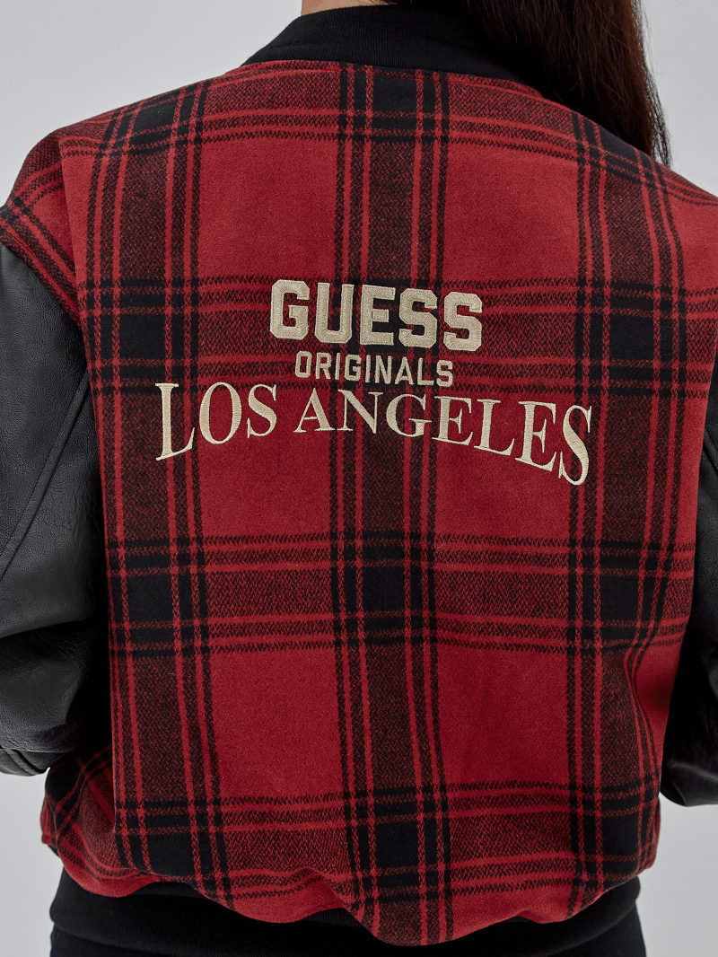 Guess GUESS Originals Plaid Varsity Jacket - Jet Black Multi