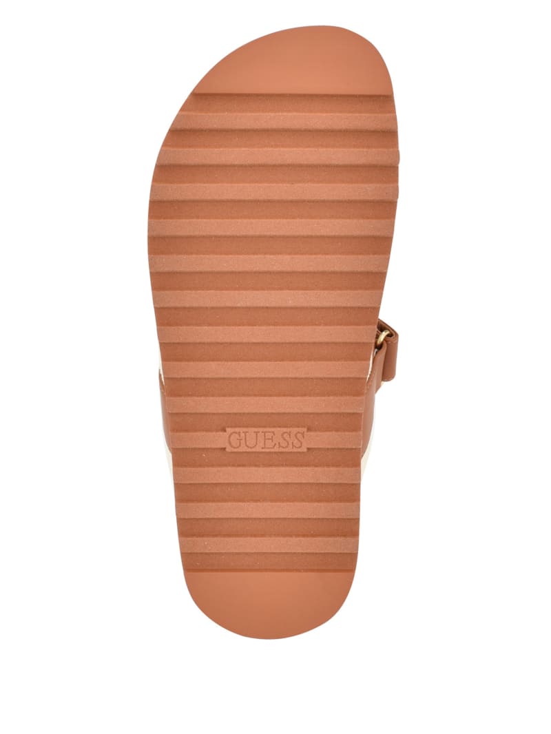 Guess Fabulon Quattro G Two-Strap Slides - Medium Brown