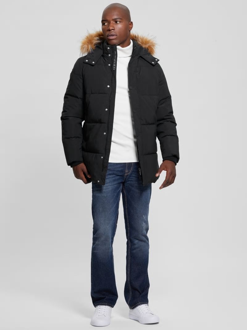 Guess Midlength Puffer Jacket - Black