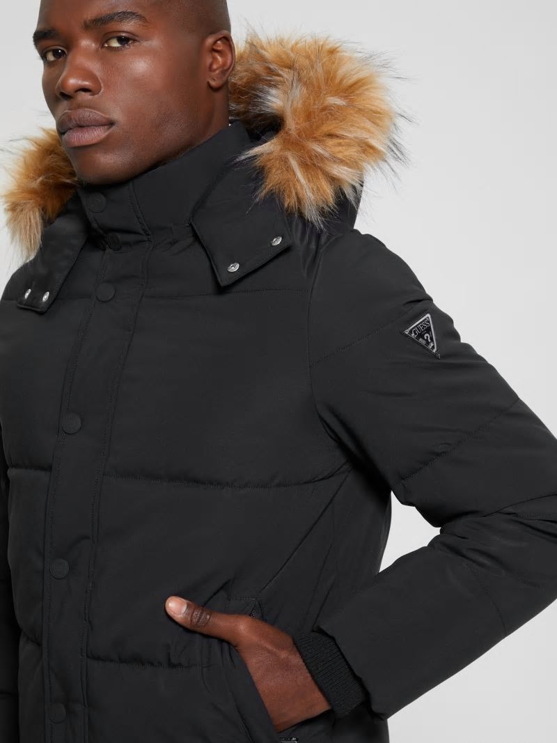 Guess Midlength Puffer Jacket - Black