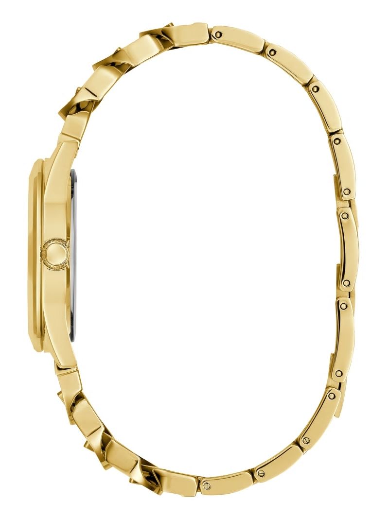 Guess Gold-Tone Crystal Curb Chain Analog Watch - Gold