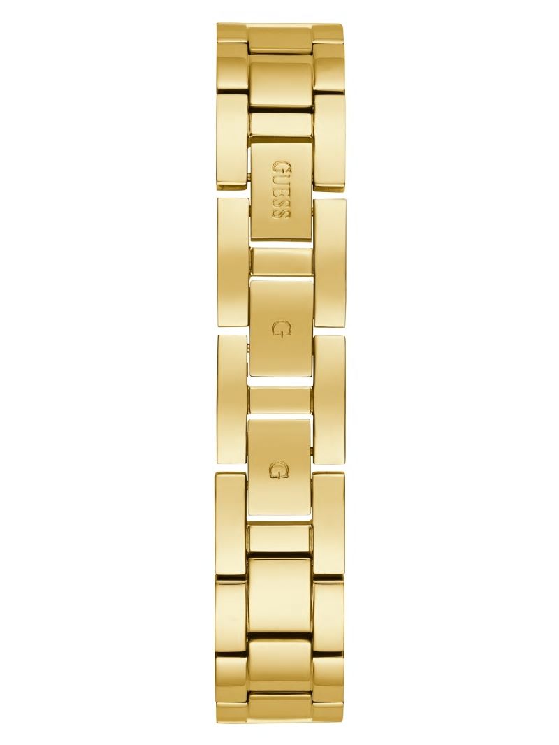 Guess Gold-Tone Crystal Curb Chain Analog Watch - Gold