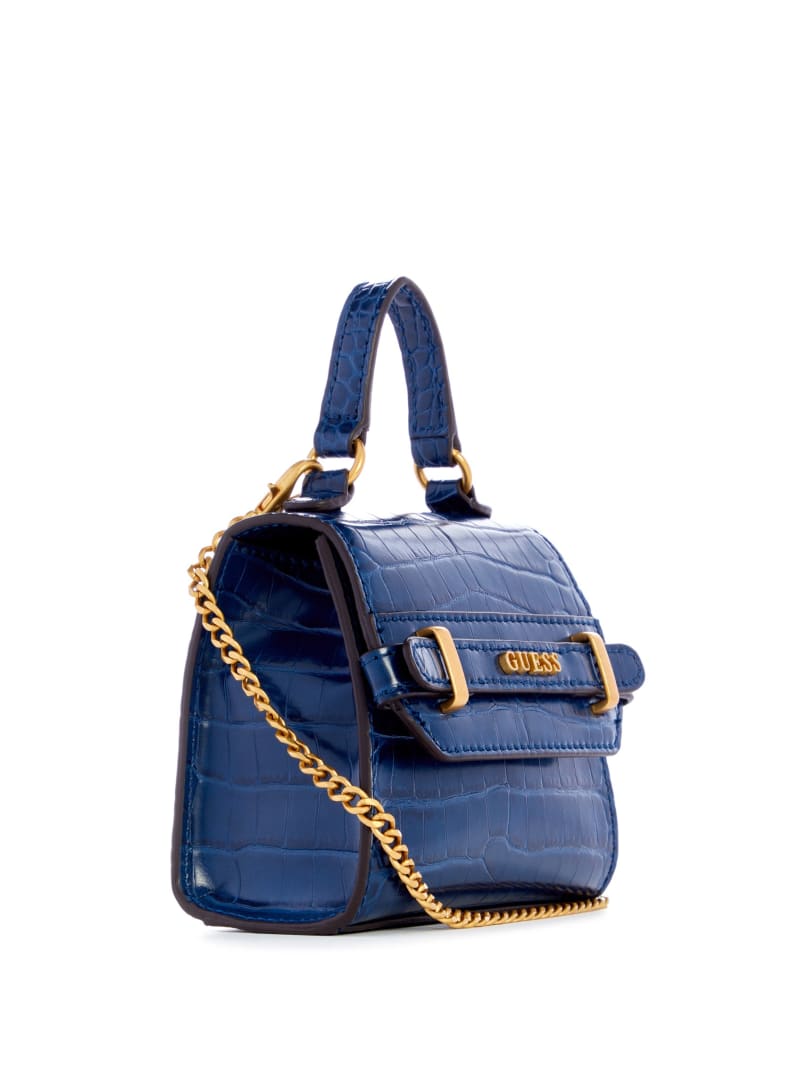 Guess Sestri Crocodile-Embossed Mini Crossbody - Blue