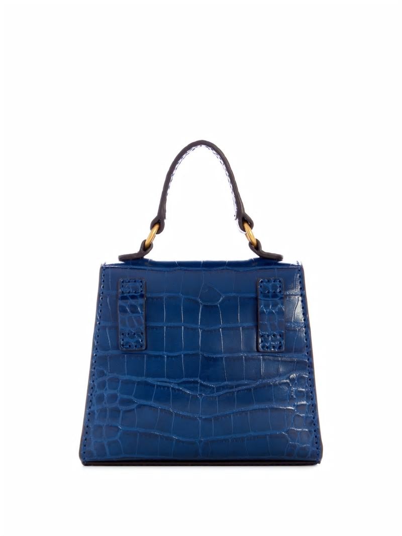 Guess Sestri Crocodile-Embossed Mini Crossbody - Blue